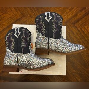 Sparkly Silver Kids Cowboy Boots Size 12